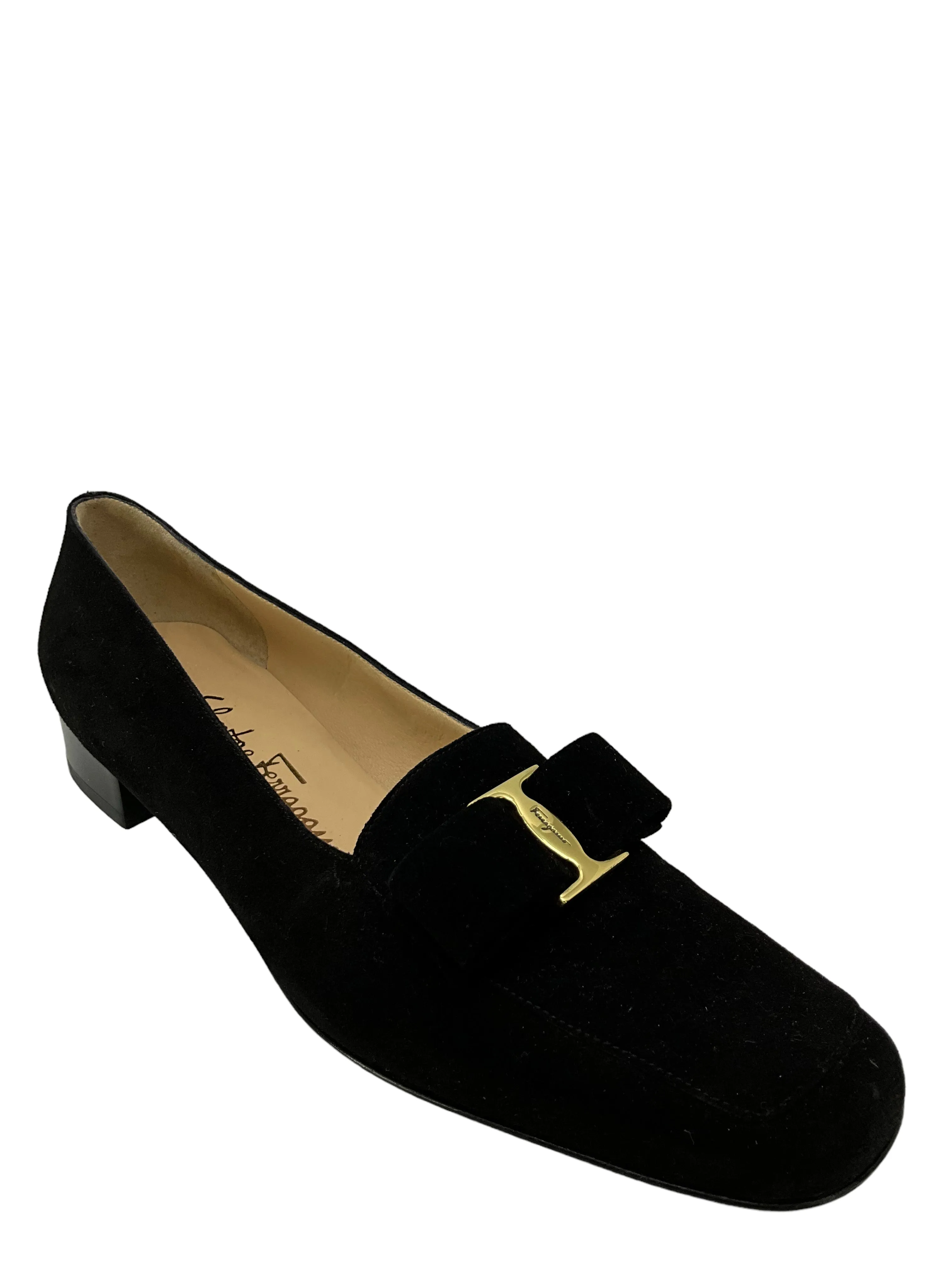 Salvatore Ferragamo Black Suede Loafers Size 7