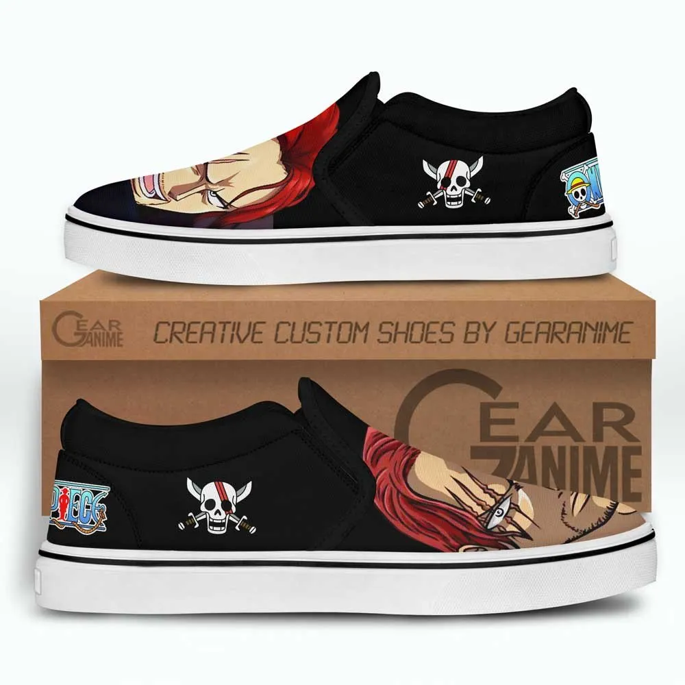 Shanks Red Hair Slip On Sneakers Custom Anime OP Shoes