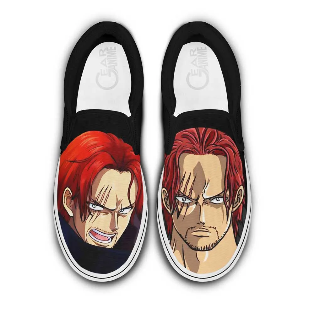 Shanks Red Hair Slip On Sneakers Custom Anime OP Shoes