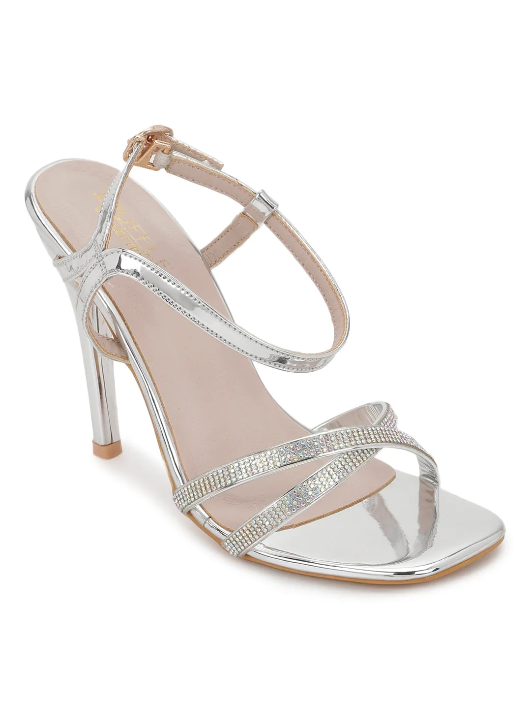 Silver Patent Strappy Stiletto Sandals (TC-SLC-1456-SIL)