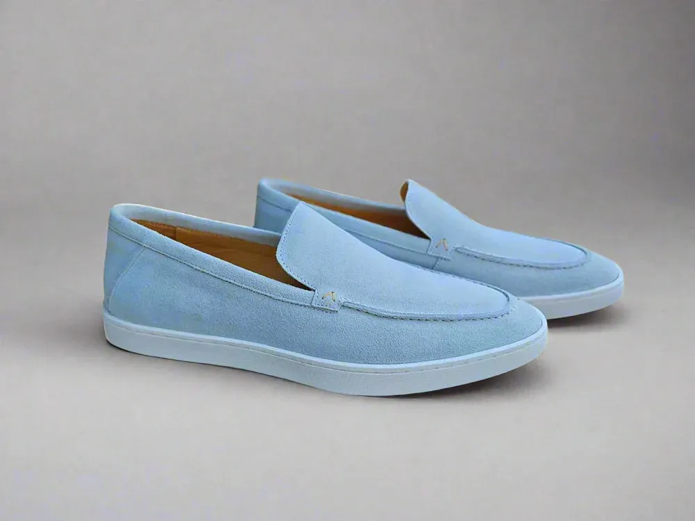 Sky Blue Men's Slip-On Carrucci Suede Loafers