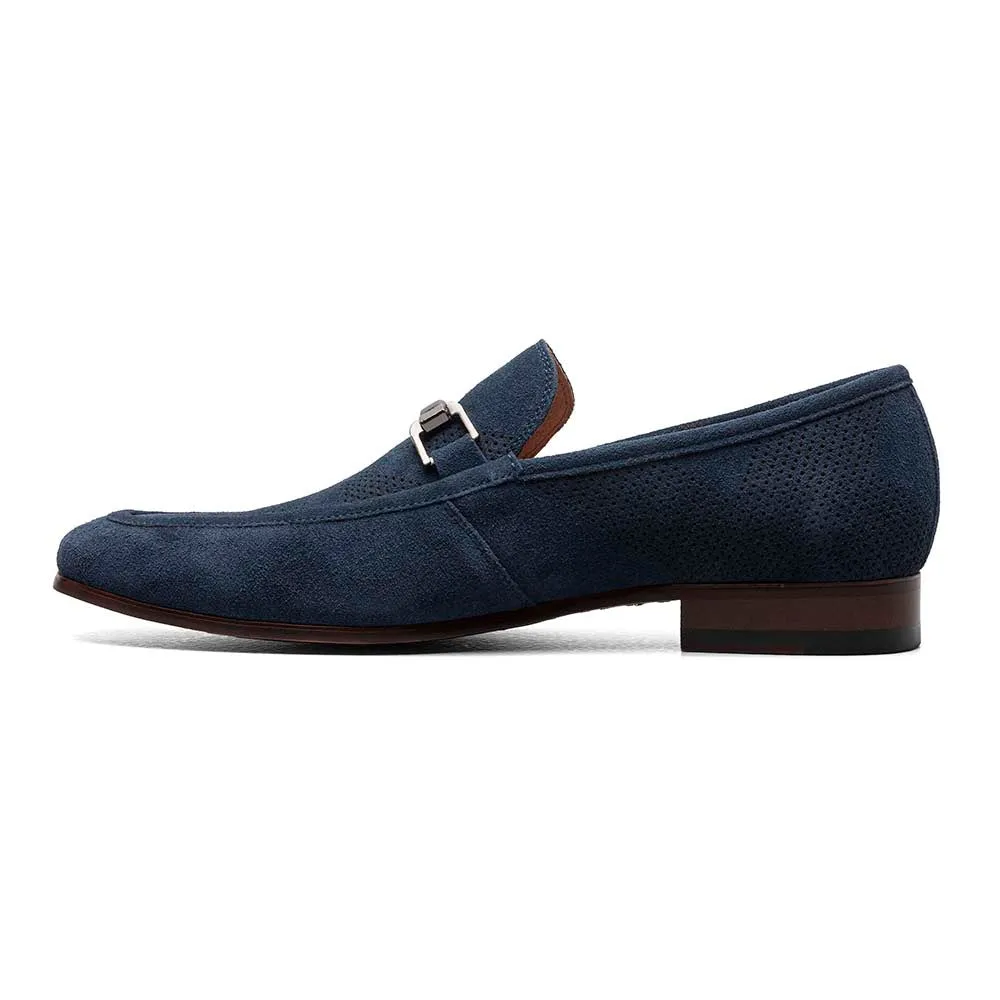 Stacy Adams Navy Suede WYDELL Moc Toe Bit Slip On