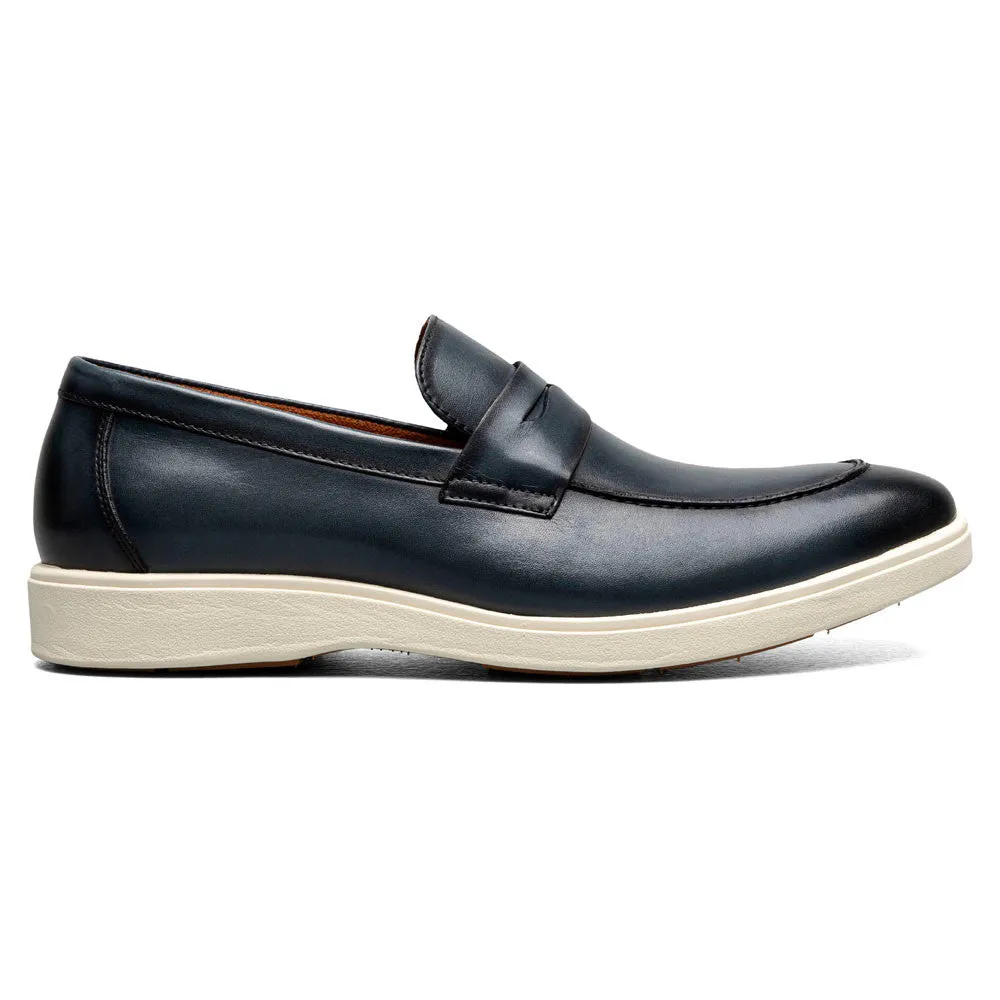 Stacy Adams Spencer Navy Men’s Moc Toe Penny Slip On Shoes