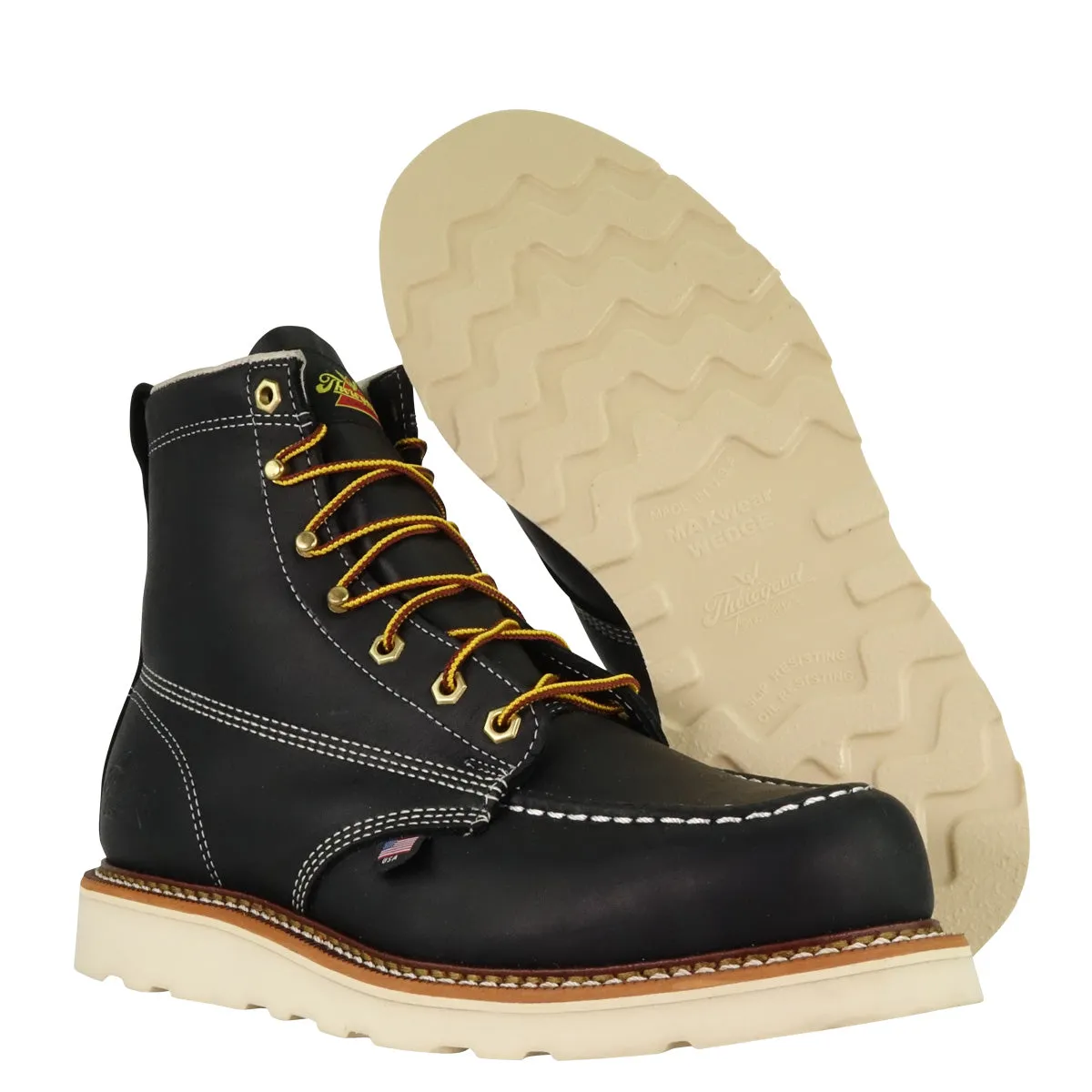 Thorogood Black 6 Moc Safety Steel Toe Work Boot #804-6201