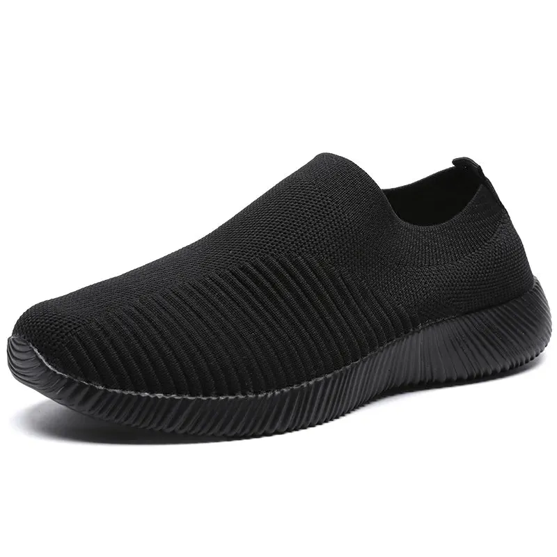 VIP Knitted Sneakers for Women Autumn Slip on Breathable Mesh Casual Shoes Woman Flat Heels Plus Size Loafers Zapatos Mujer