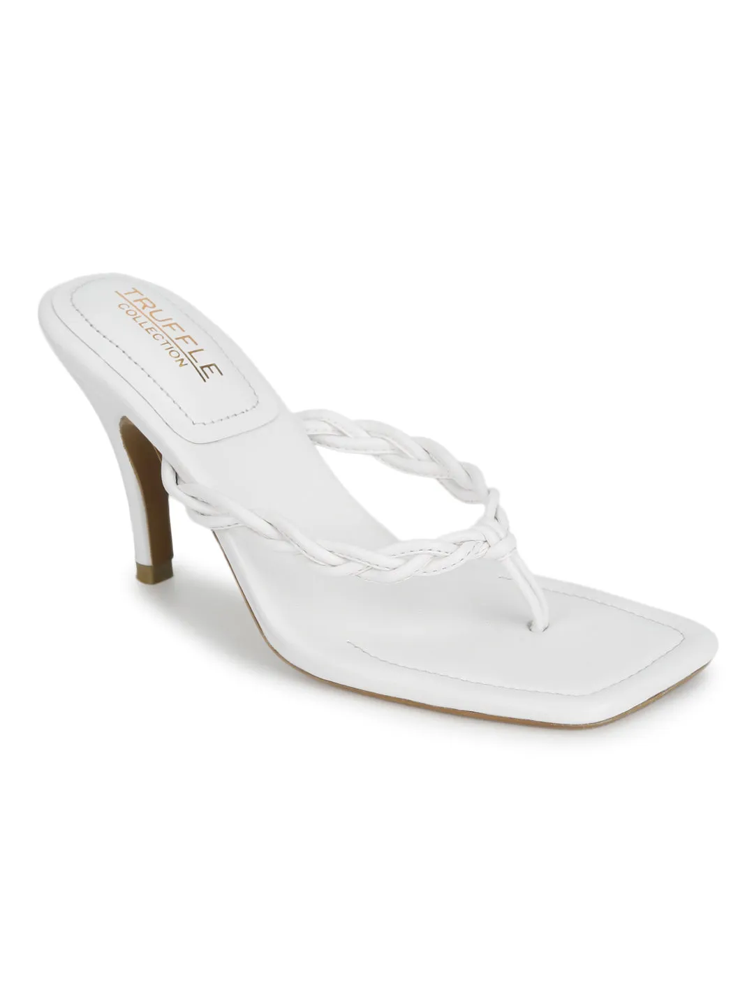 White PU Flip Flop Stiletto Mules (TC-ST-1296-WHT)