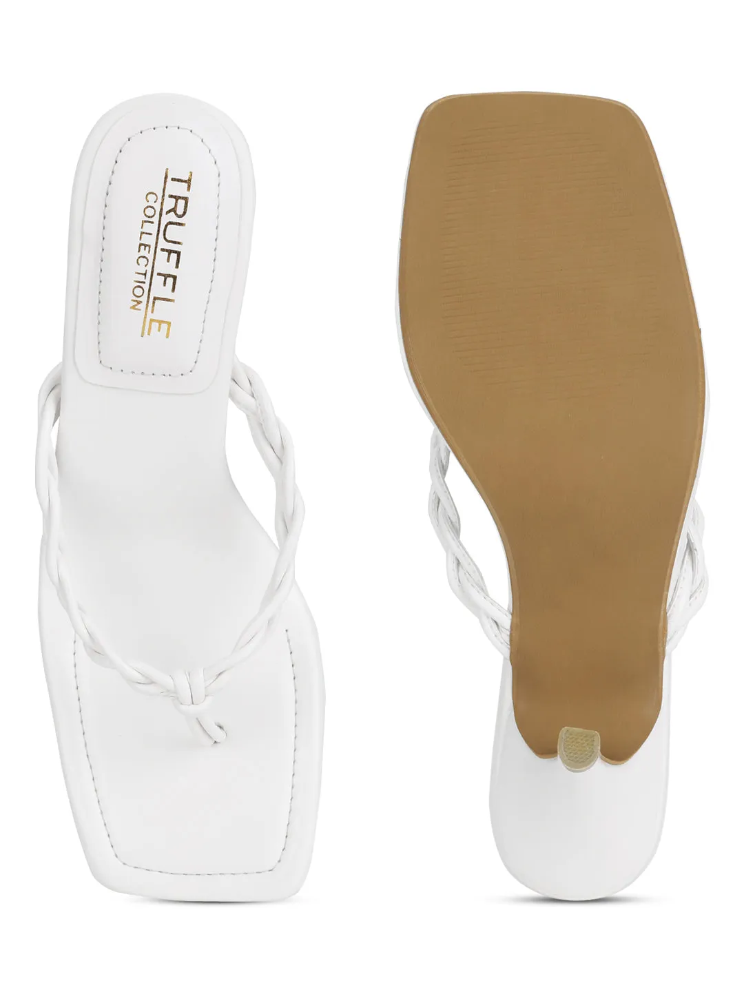 White PU Flip Flop Stiletto Mules (TC-ST-1296-WHT)