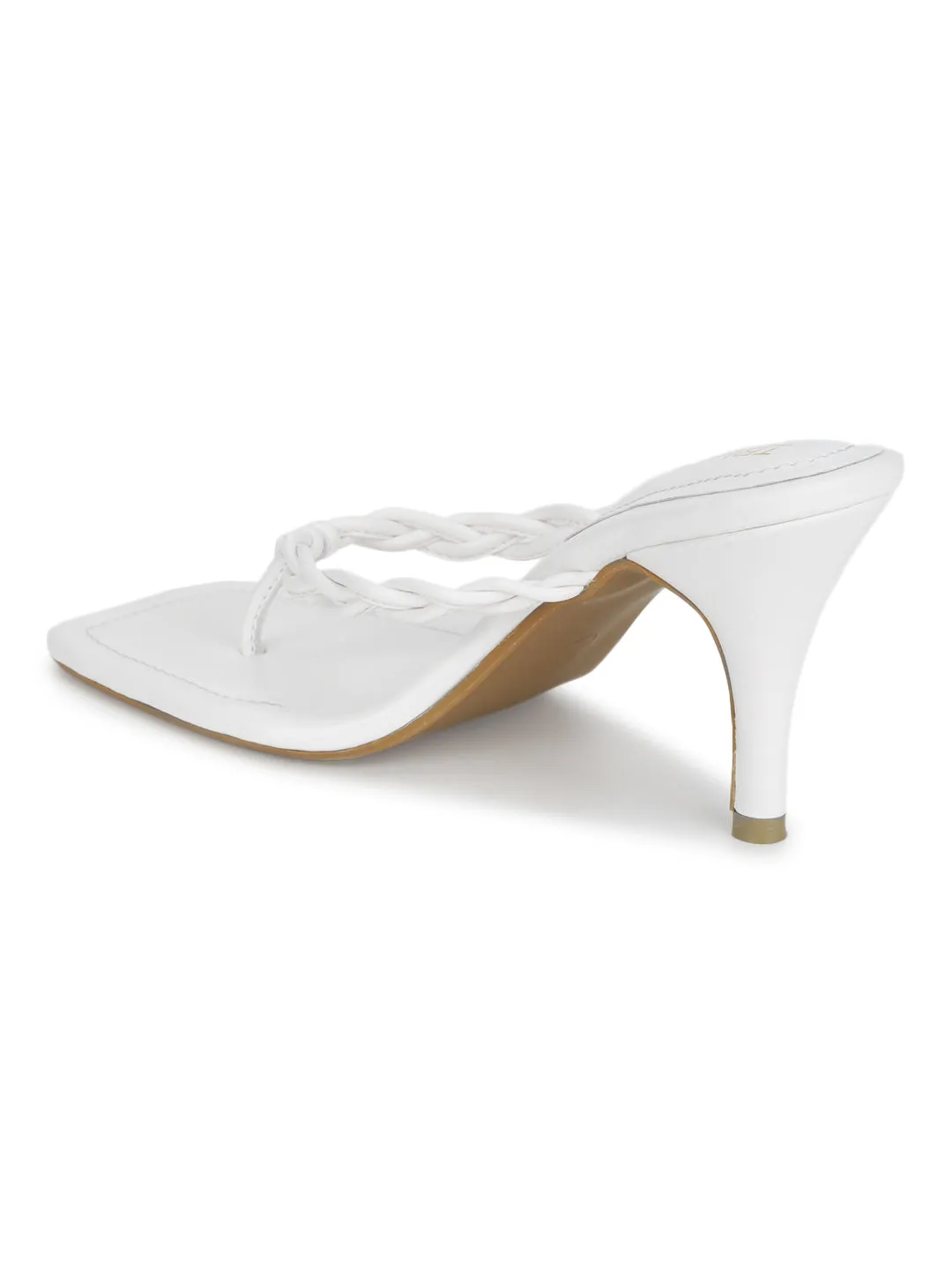 White PU Flip Flop Stiletto Mules (TC-ST-1296-WHT)