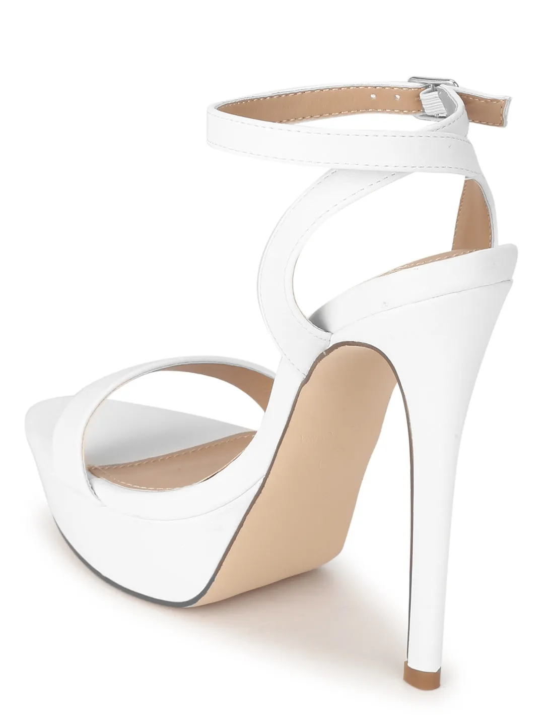 White PU High Platform Stiletto