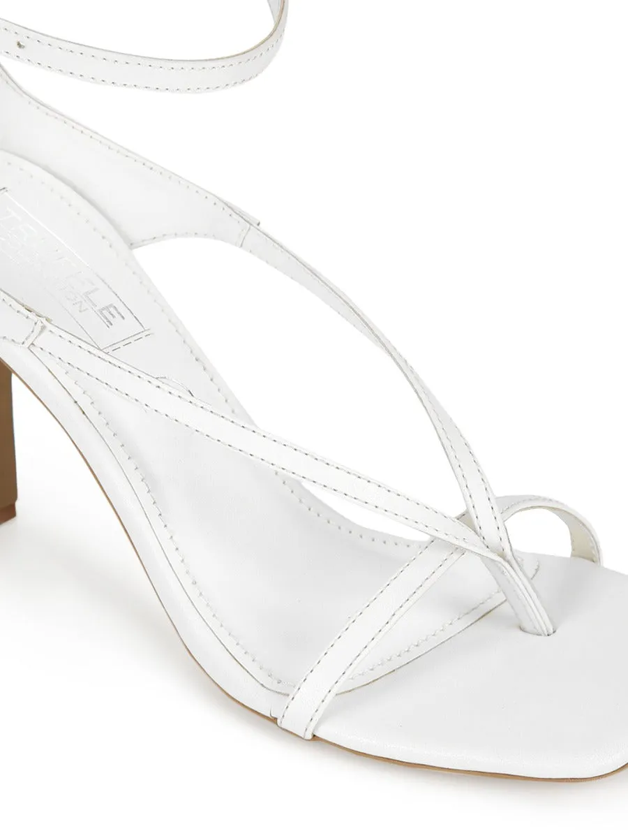 White PU Pointed Heel Strappy Stilettos