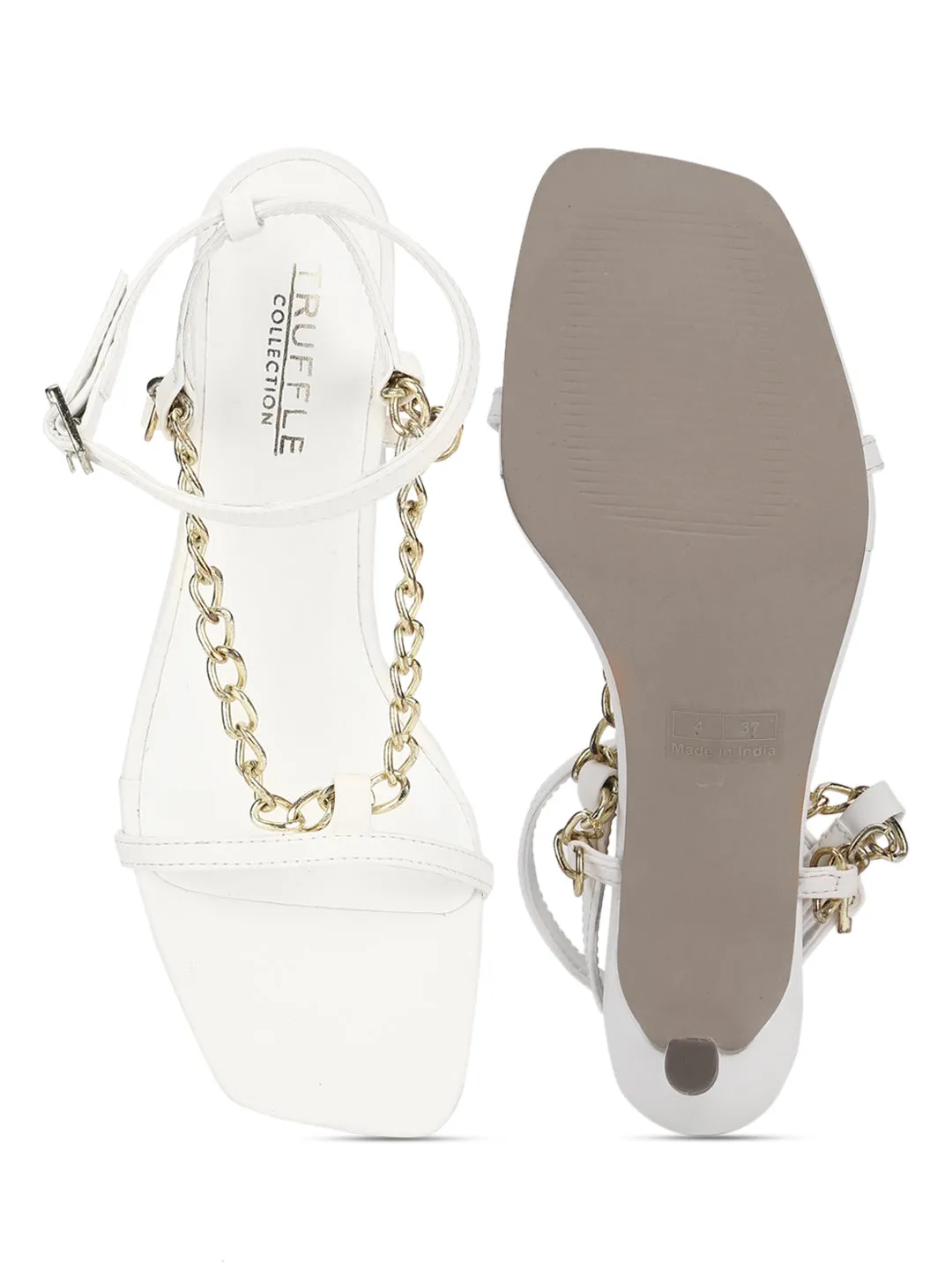 White PU Strappy Chained Stiletto Sandals (TC-ST-1233-WHTPU)